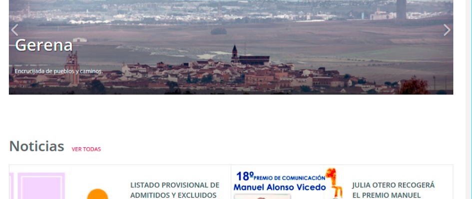 Captura pantalla PC web Ayuntamiento Gerena